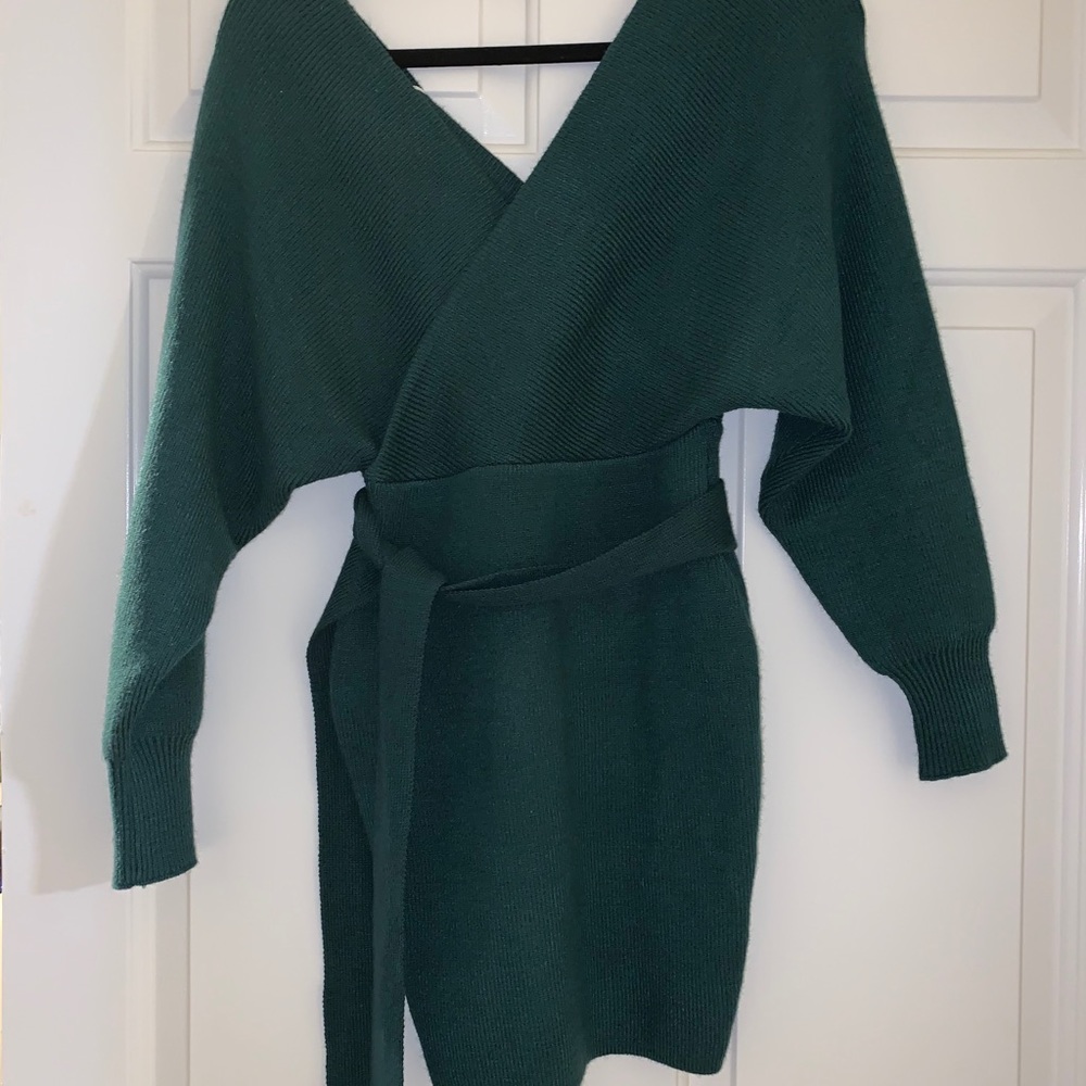 Forest Green sweater mini dress